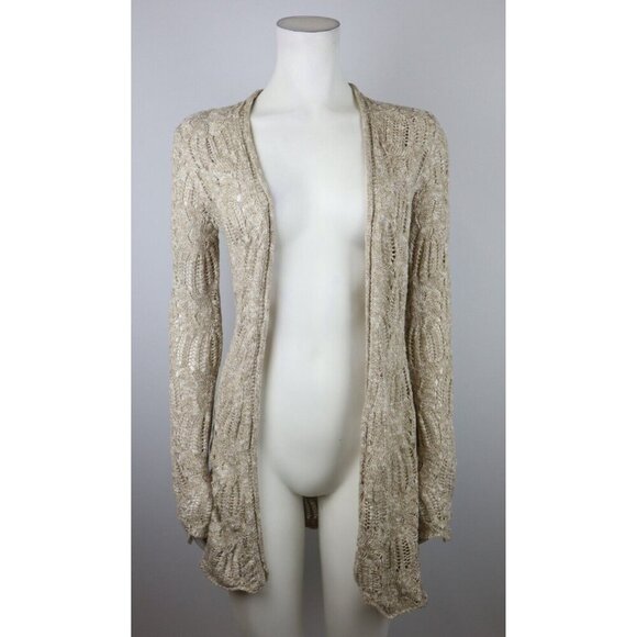BOB TIMBERLAKE - WOMEN'S BEIGE OPEN SWING CARDIGAN SWEATER - SIZE XS - Picture 2 of 5